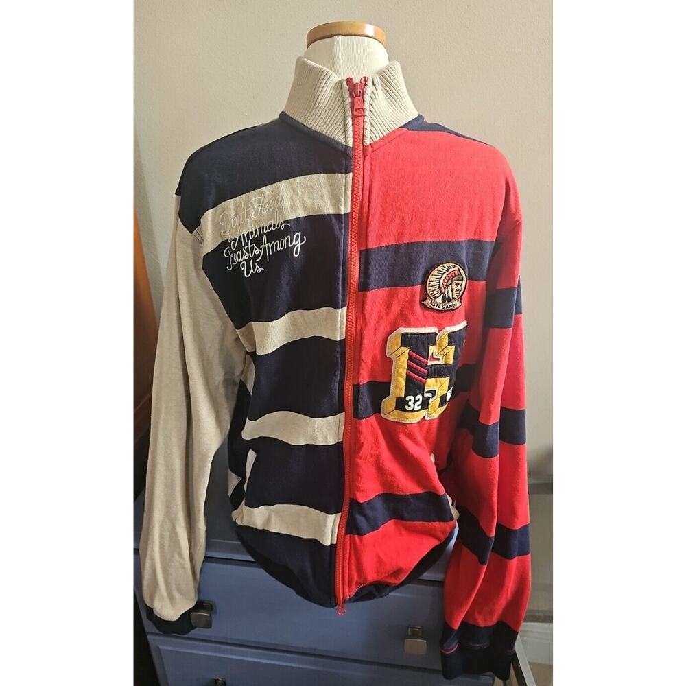 Vintage Hustle Gang XL Full Zip Knit Sweater Lightweight
